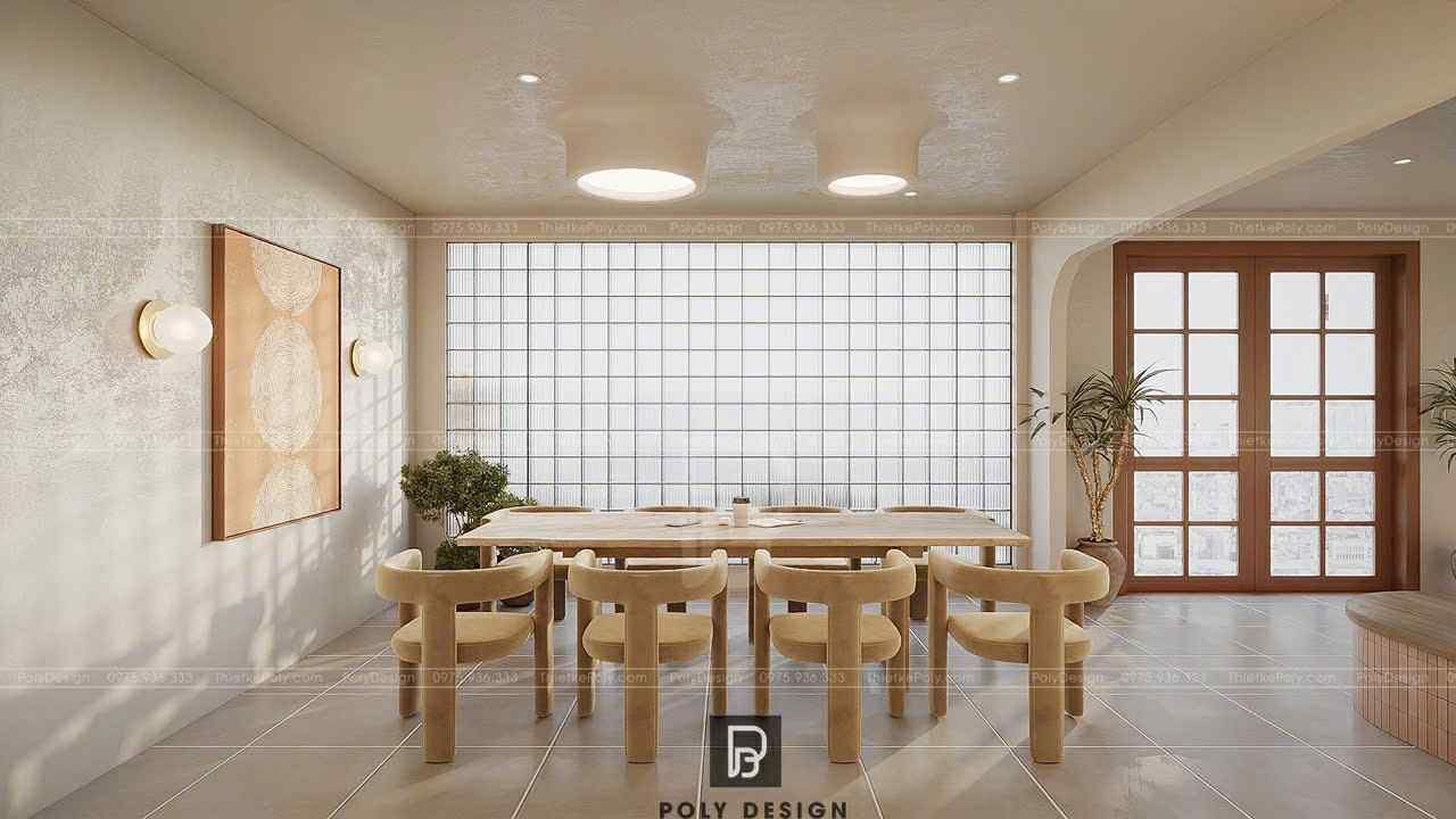 Bright dining boardroom